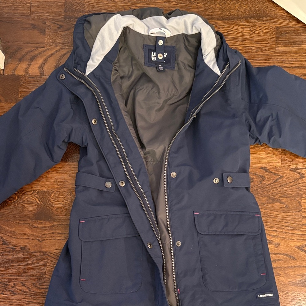 Lands' End Navy Hooded Parka